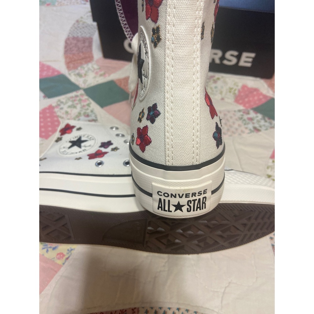 Converse Chuck Taylor All Star Lift Hi Floral Egret Red A15463C Womens 8 - Picture 5 of 8